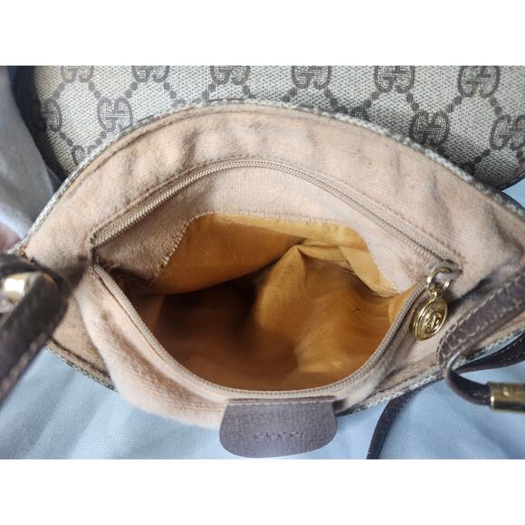 Gucci GG Monogram Supreme Crossbody Bag Brown Leather Trim Vintage - Picture 13 of 16